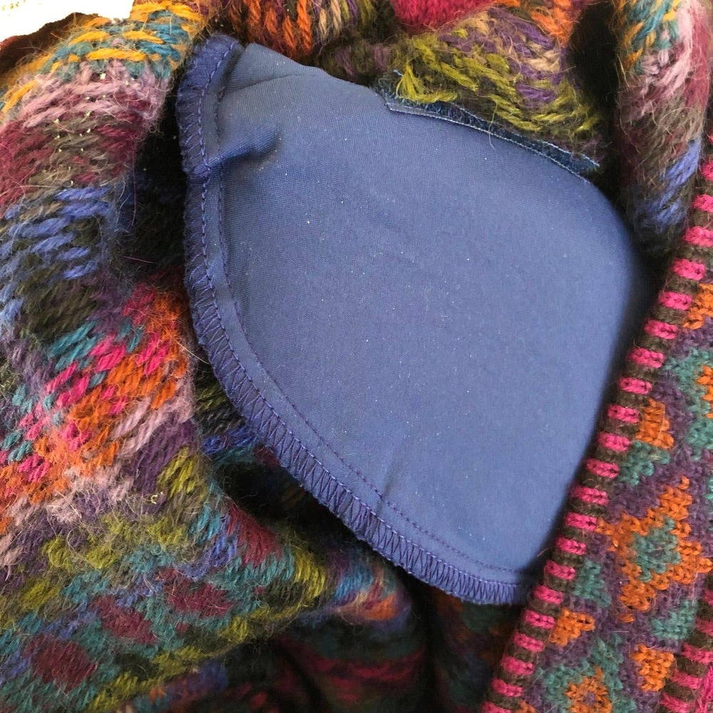 Vintage Peruvian Connection Handmade 100% Alpaca Mixed Print Cardigan Petite - Picture 7 of 10